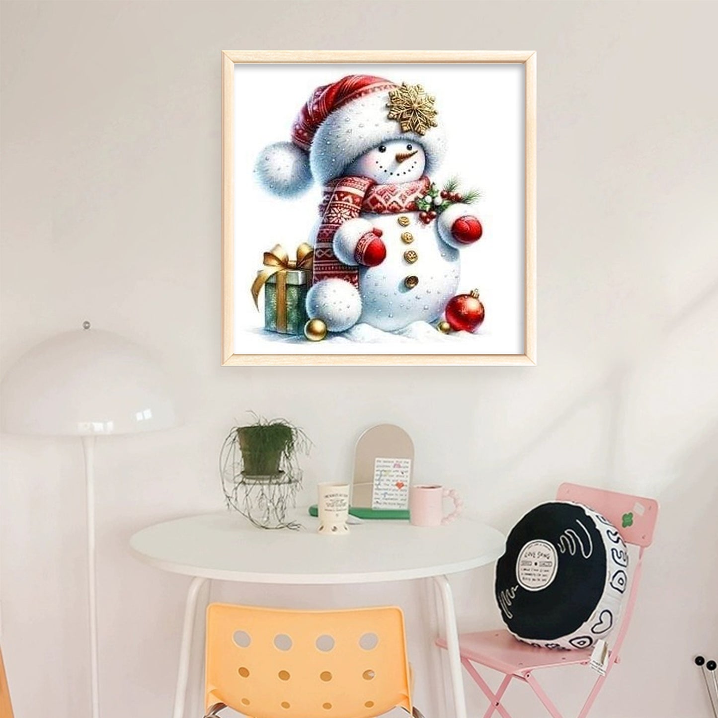 Snowman And Gifts - Full 18CT Stamped Cross Stitch 20x20CM - Huacan
