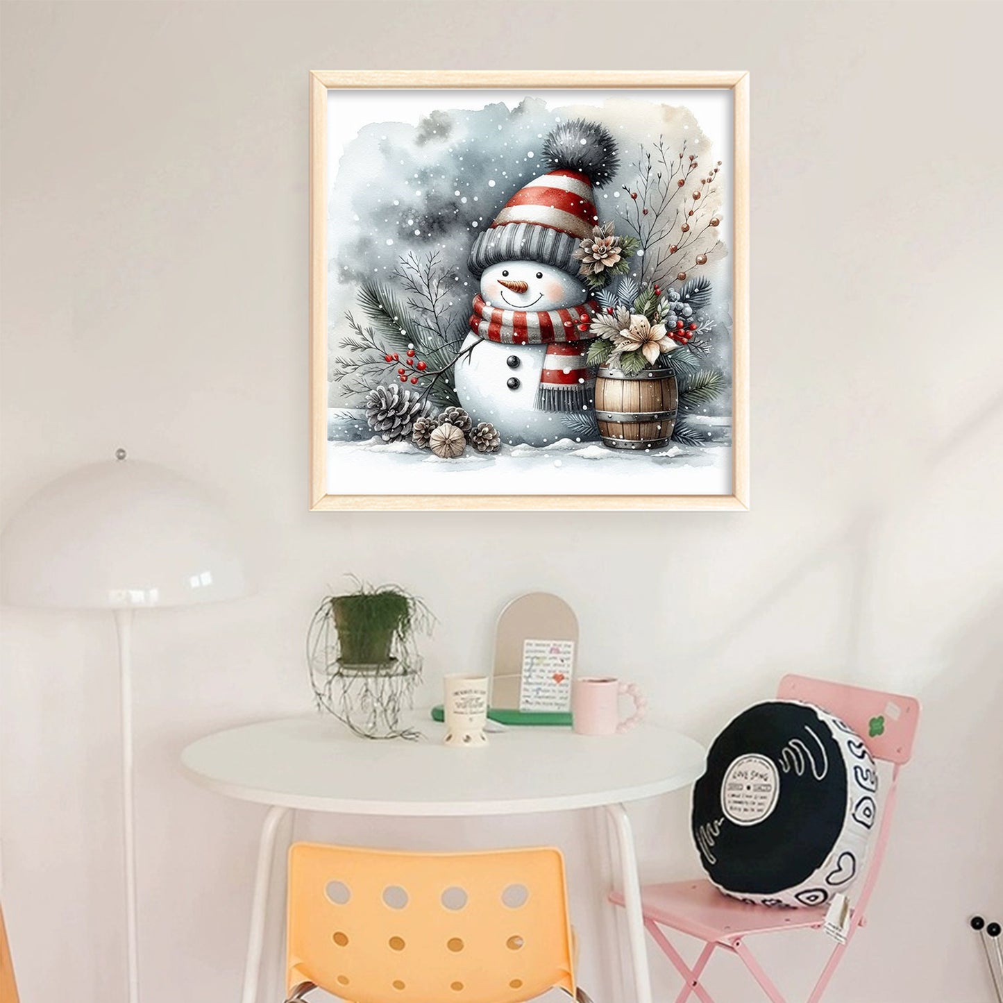 Snowman - Full 18CT Stamped Cross Stitch 20x20CM - Huacan