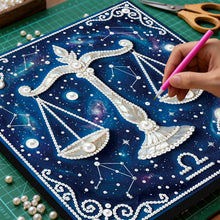 Load image into Gallery viewer, DIY Pearl Painting Kit 25x25CM Libra Framed Handmade Pearl Material Art Set Room Wall Decoration

