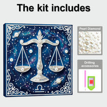 Load image into Gallery viewer, DIY Pearl Painting Kit 25x25CM Libra Framed Handmade Pearl Material Art Set Room Wall Decoration
