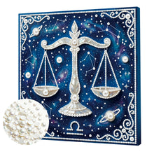 Load image into Gallery viewer, DIY Pearl Painting Kit 25x25CM Libra Framed Handmade Pearl Material Art Set Room Wall Decoration
