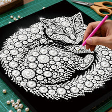 Load image into Gallery viewer, DIY Pearl Painting Kit 25x25CM Cat Framed Handmade Pearl Material Art Set Room Wall Decoration
