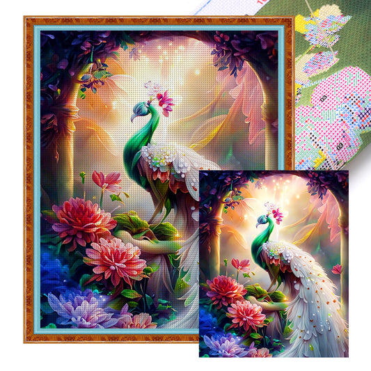 Peacock - Full 11CT Stamped Cross Stitch 50x65CM - Huacan