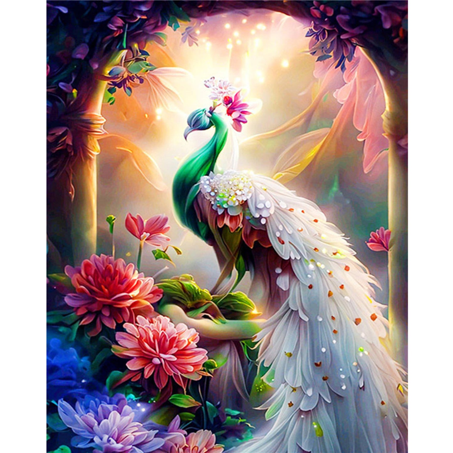 Peacock - Full 11CT Stamped Cross Stitch 50x65CM - Huacan