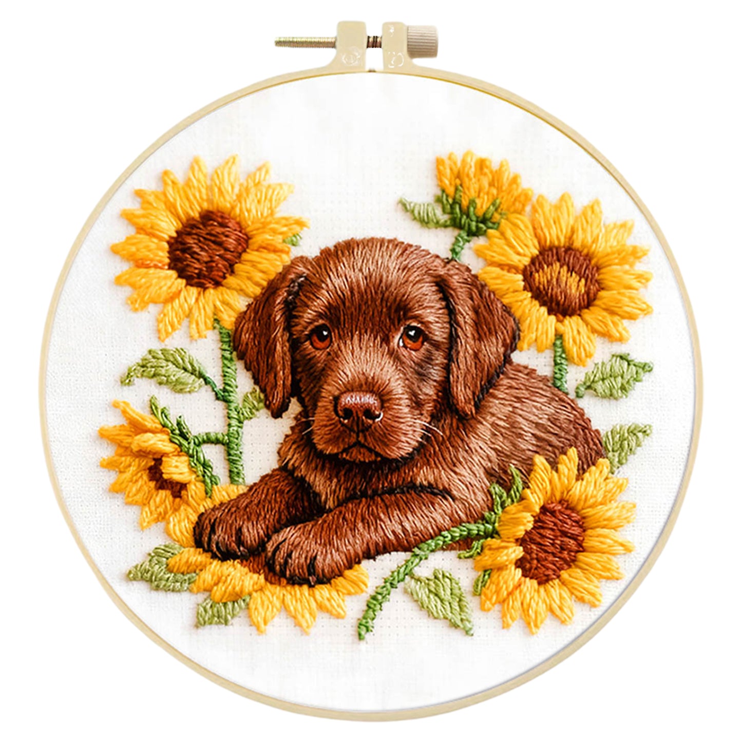 Labrador - DIY Embroidery Cross Stitch Kit with Pattern Cotton Threads Needles Hoop 29x29CM/11.42x11.42in
