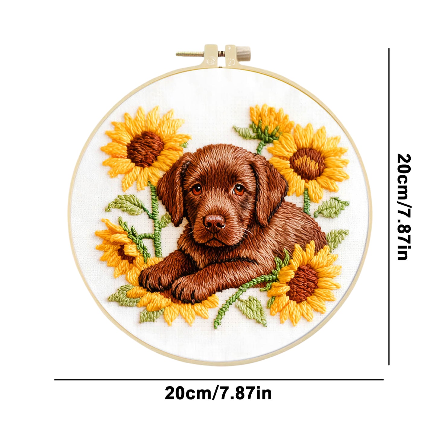 Labrador - DIY Embroidery Cross Stitch Kit with Pattern Cotton Threads Needles Hoop 29x29CM/11.42x11.42in
