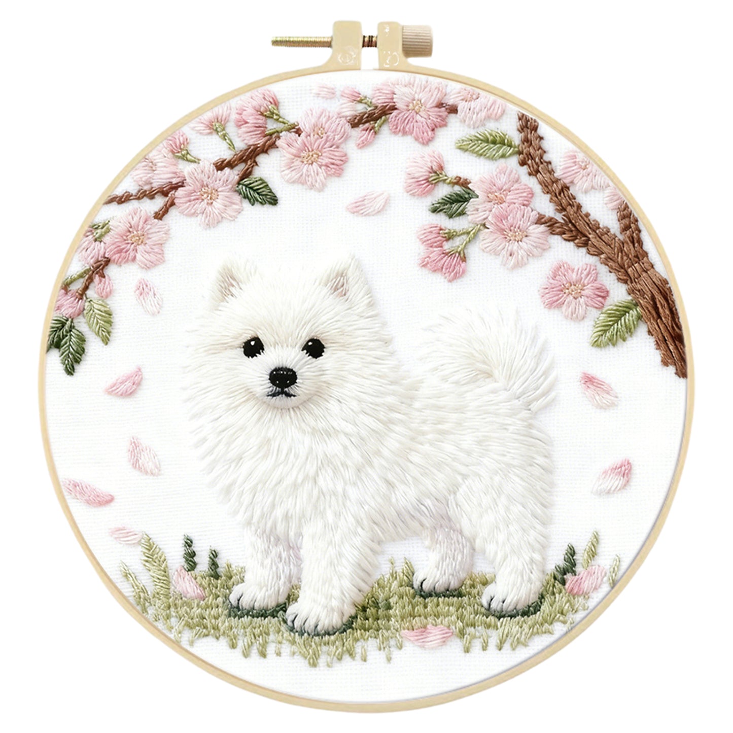 Pomeranian - DIY Embroidery Cross Stitch Kit with Pattern Cotton Threads Needles Hoop 29x29CM/11.42x11.42in