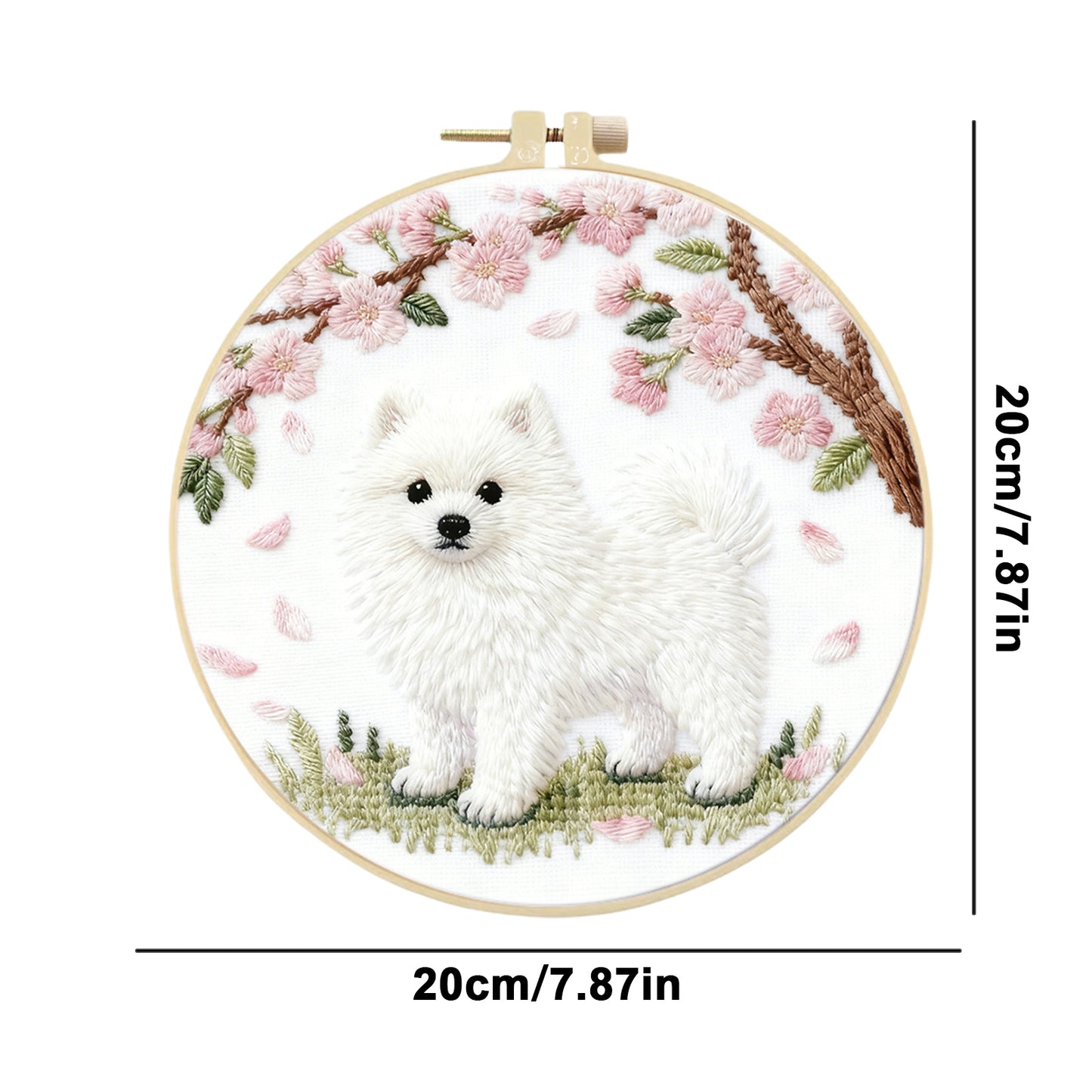 Pomeranian - DIY Embroidery Cross Stitch Kit with Pattern Cotton Threads Needles Hoop 29x29CM/11.42x11.42in