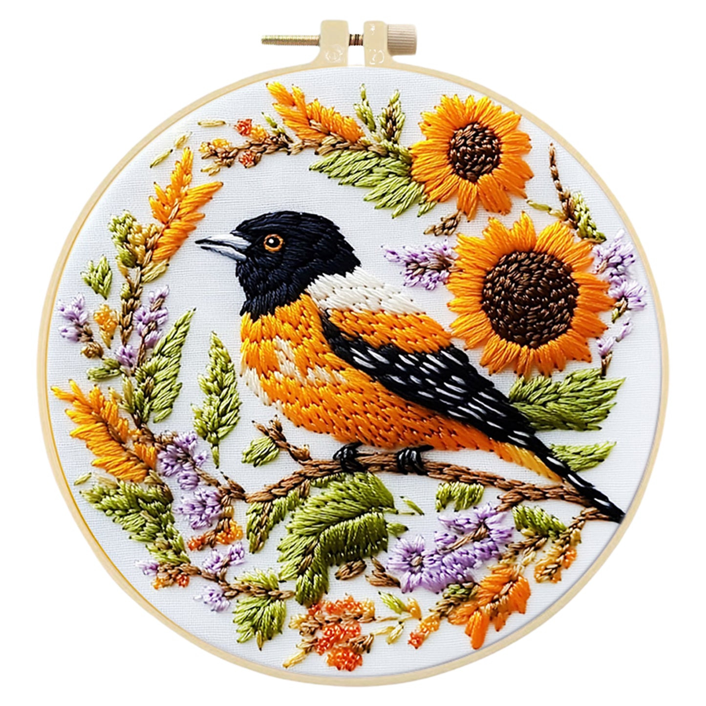 Bird - DIY Embroidery Cross Stitch Kit with Pattern Cotton Threads Needles Hoop 29x29CM/11.42x11.42in