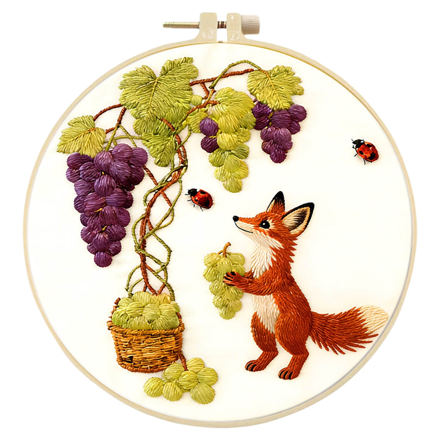 Grapes - DIY Embroidery Cross Stitch Kit with Pattern Cotton Threads Needles Hoop 29x29CM/11.42x11.42in