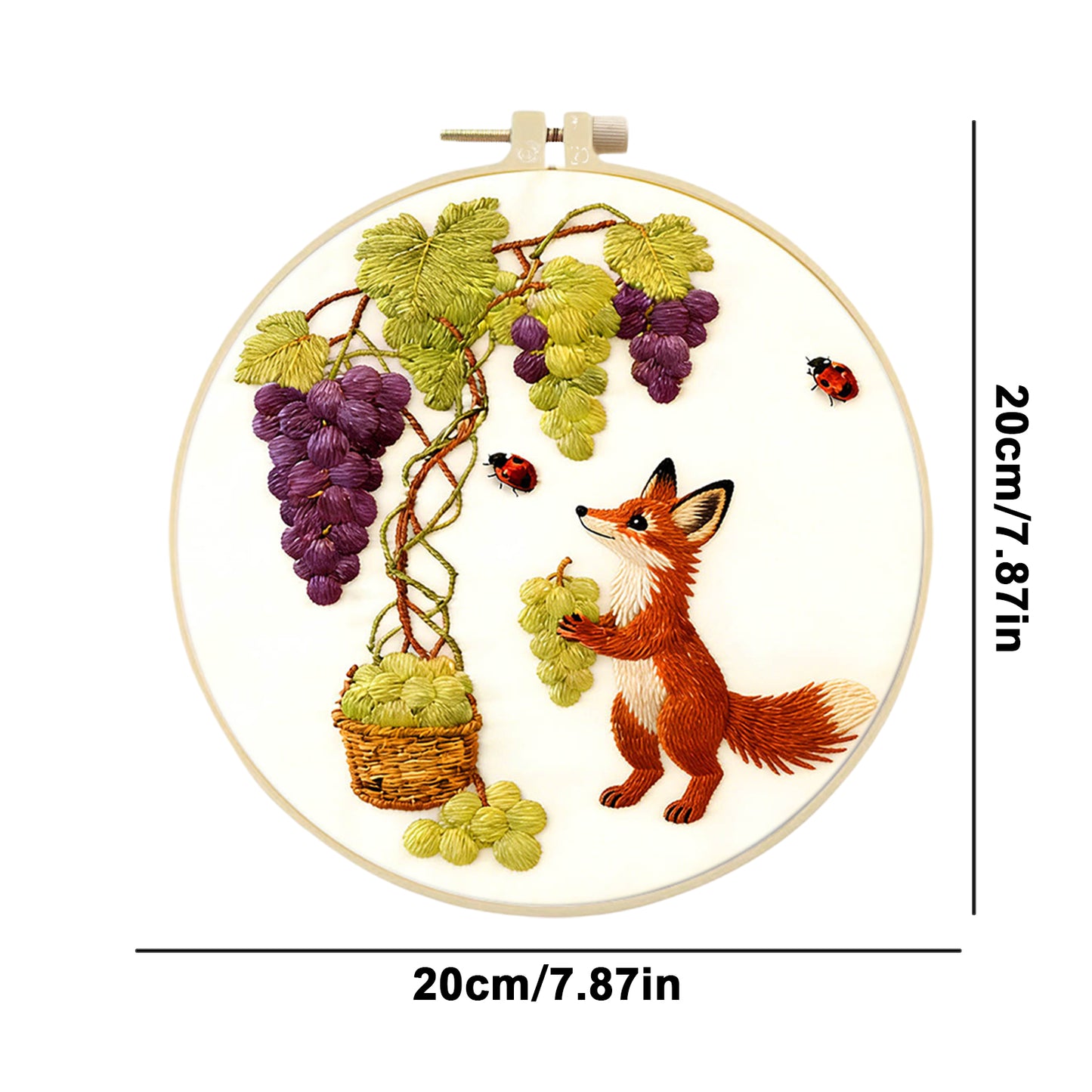 Grapes - DIY Embroidery Cross Stitch Kit with Pattern Cotton Threads Needles Hoop 29x29CM/11.42x11.42in