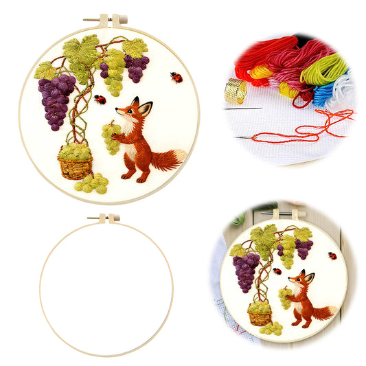 Grapes - DIY Embroidery Cross Stitch Kit with Pattern Cotton Threads Needles Hoop 29x29CM/11.42x11.42in