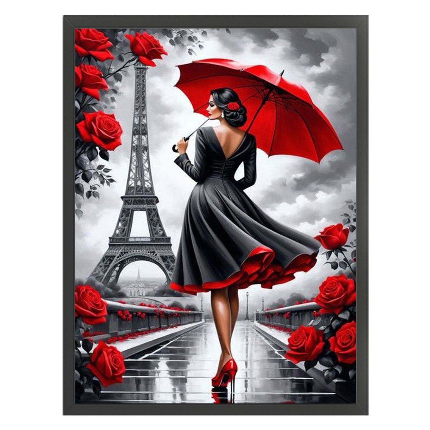 Lady Under Eiffel Tower - Full 14CT Counted Cross Stitch 40x55CM - Yishu