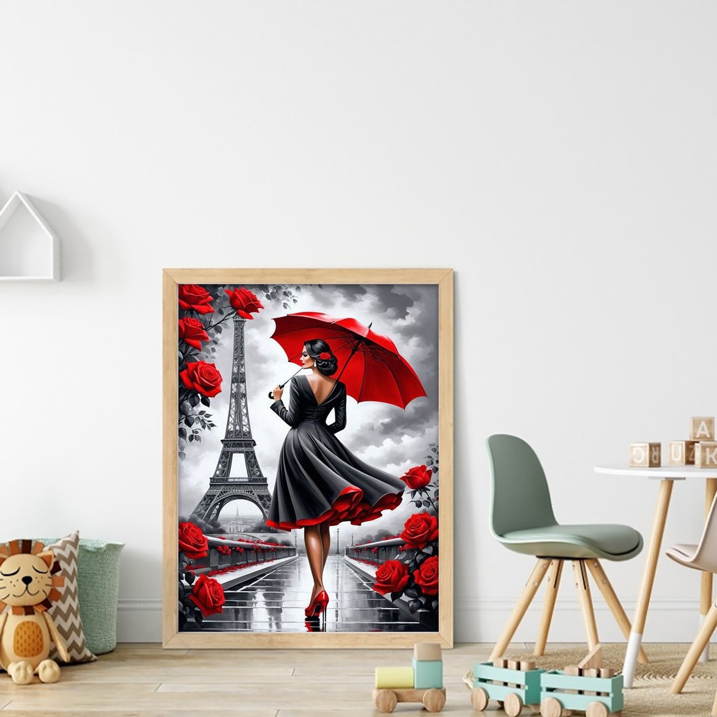 Lady Under Eiffel Tower - Full 14CT Counted Cross Stitch 40x55CM - Yishu