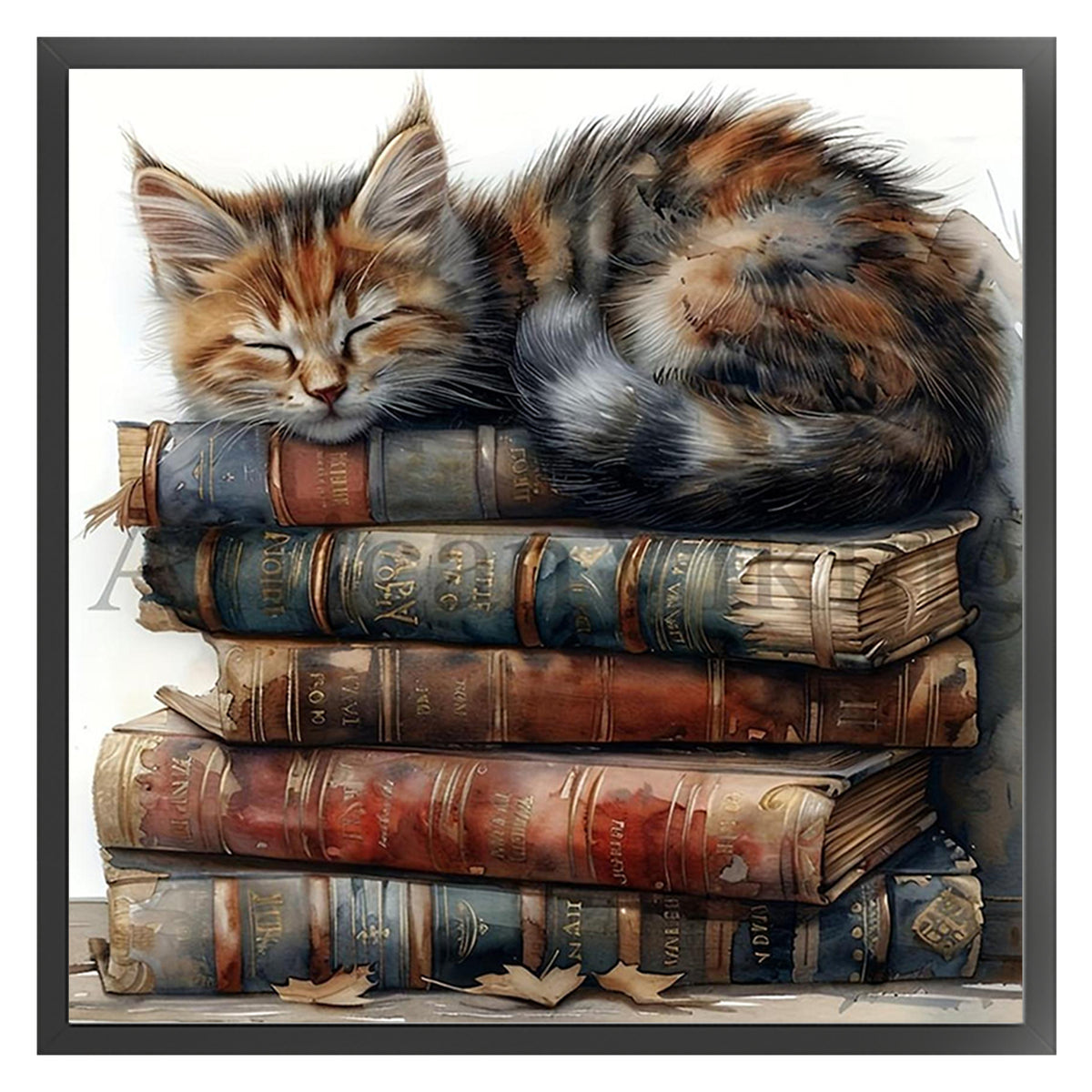 Cats On A Stack Of Books - Full 11CT Counted Cross Stitch 40*40CM - Yishu