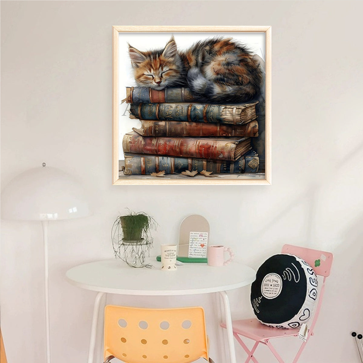 Cats On A Stack Of Books - Full 11CT Counted Cross Stitch 40*40CM - Yishu