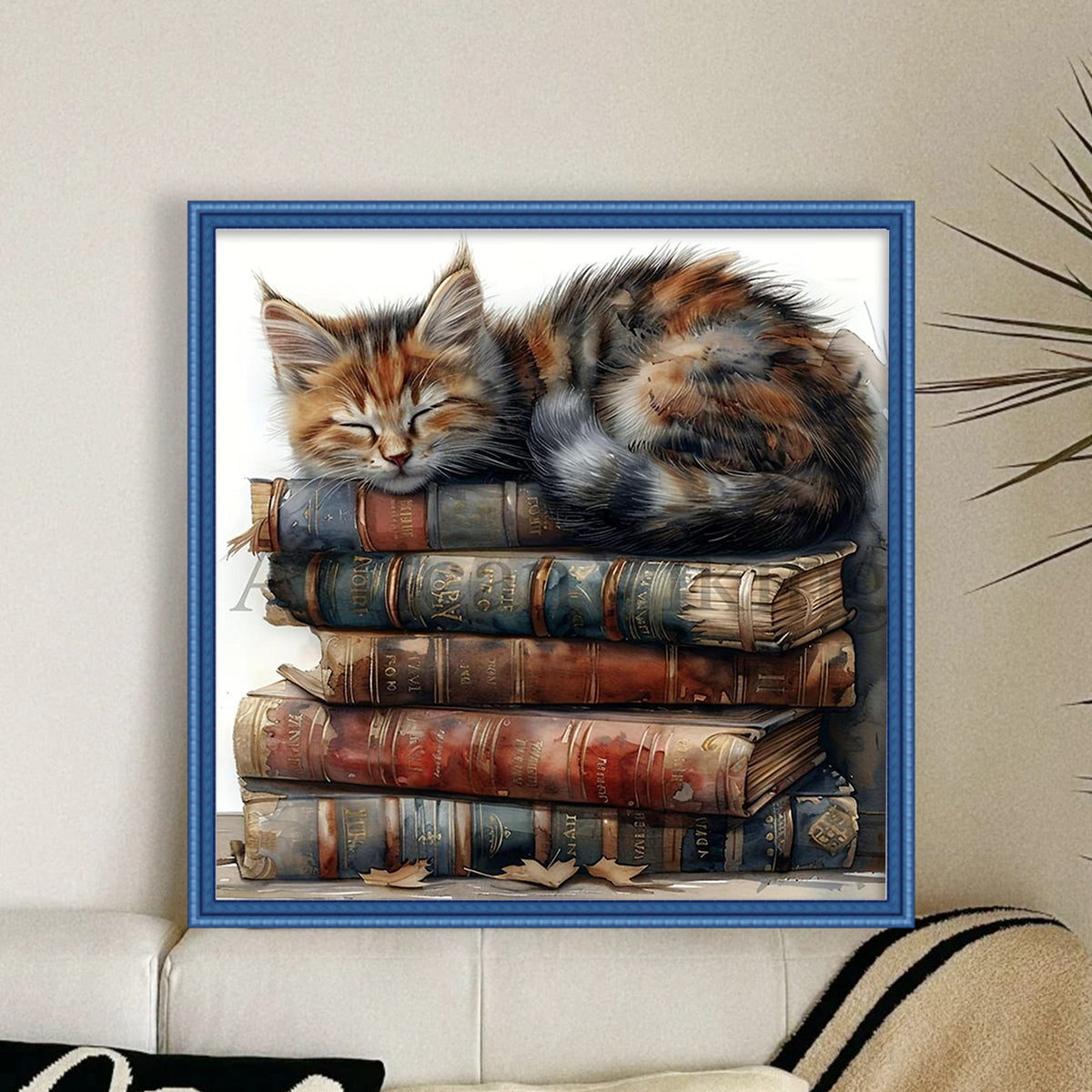 Cats On A Stack Of Books - Full 11CT Counted Cross Stitch 40*40CM - Yishu