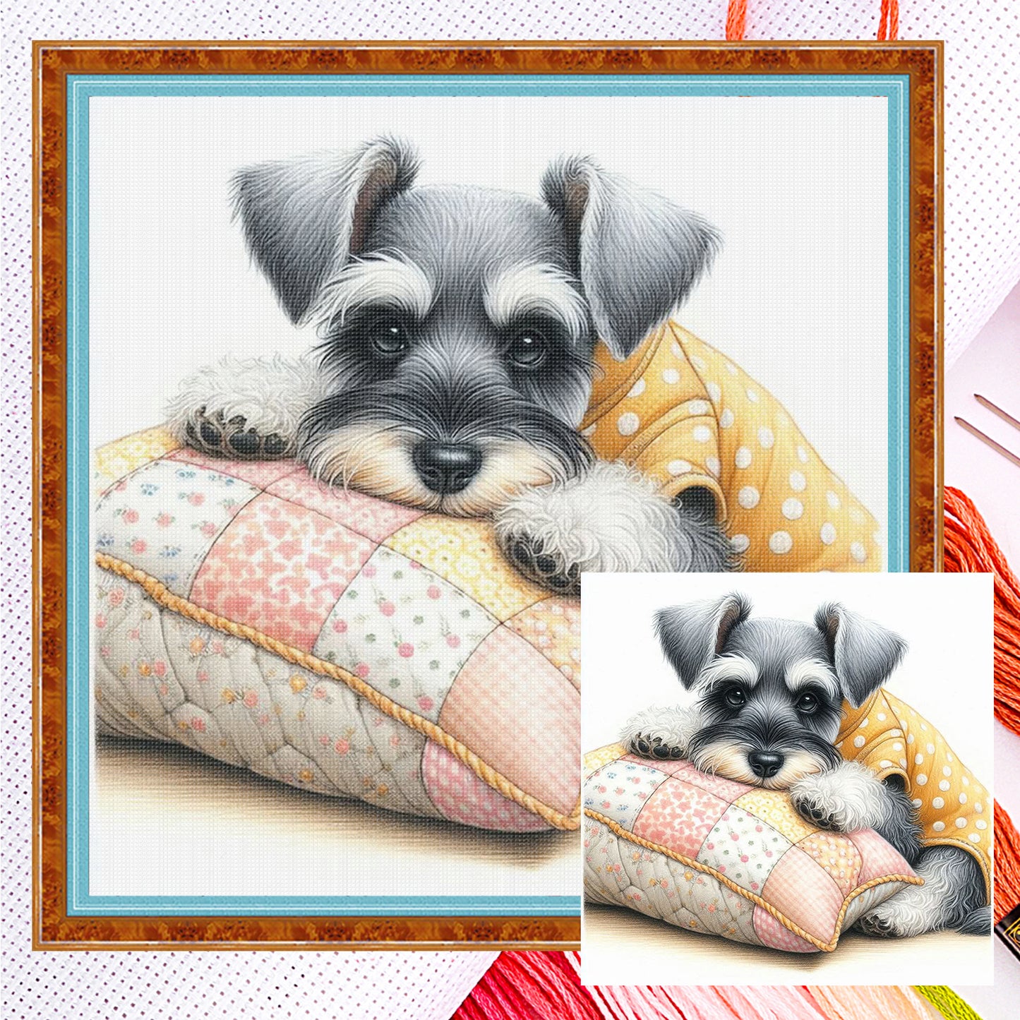 Schnauzer - Full 11CT Counted Cross Stitch 40x40CM - Yishu