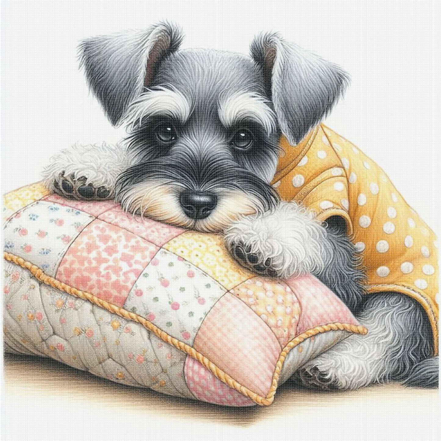 Schnauzer - Full 11CT Counted Cross Stitch 40x40CM - Yishu