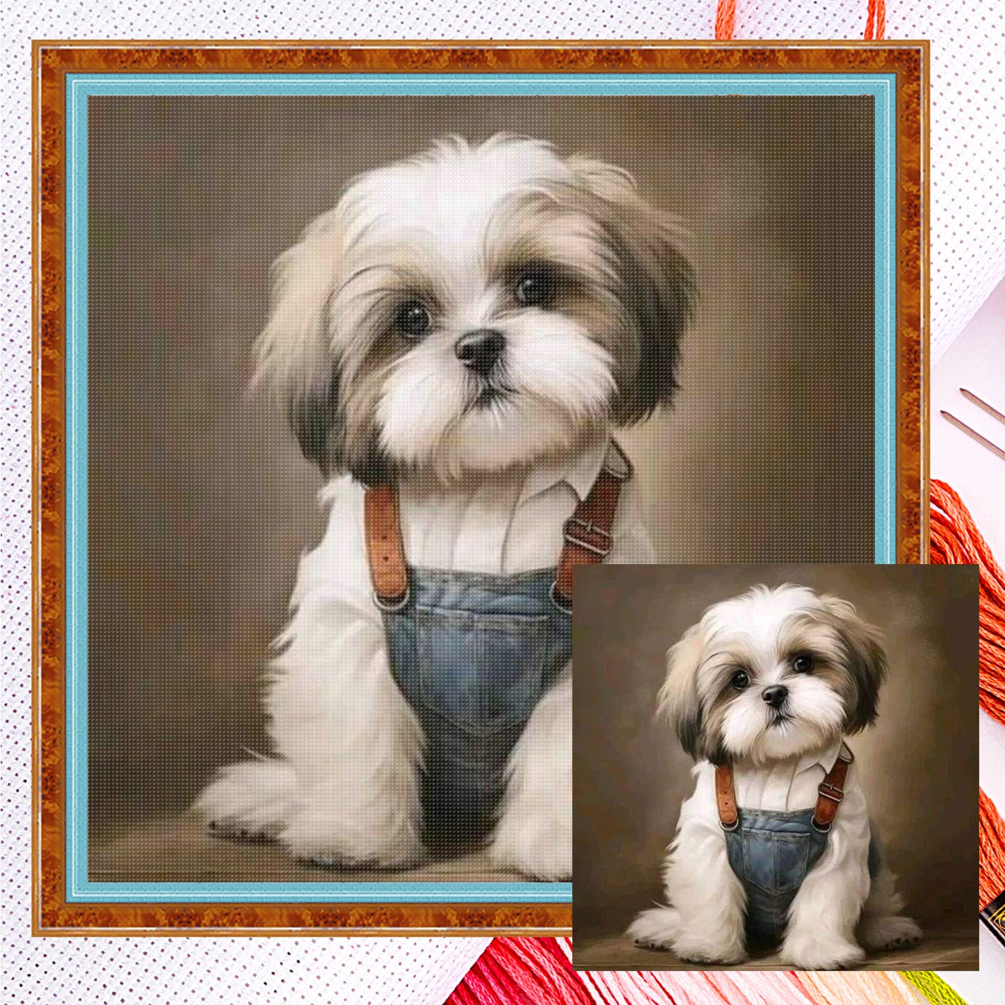 Shih Tzu - Full 11CT Counted Cross Stitch 40x40CM - Yishu