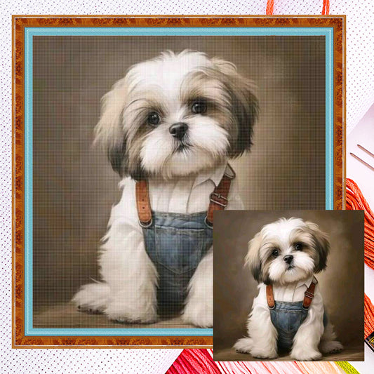 Shih Tzu - Full 11CT Counted Cross Stitch 40x40CM - Yishu