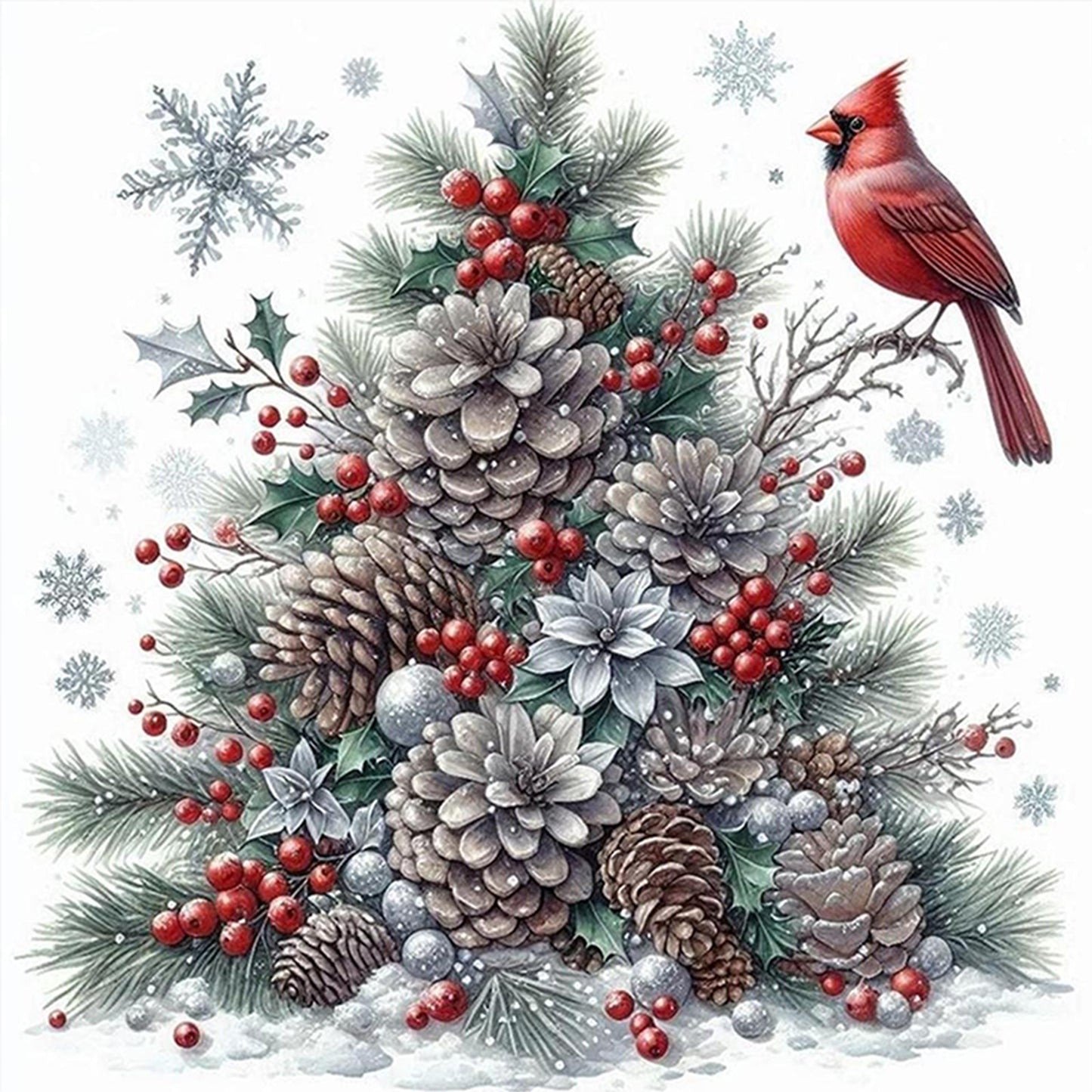 Winter Red Bird - Full 11CT Counted Cross Stitch 40x40CM - Yishu