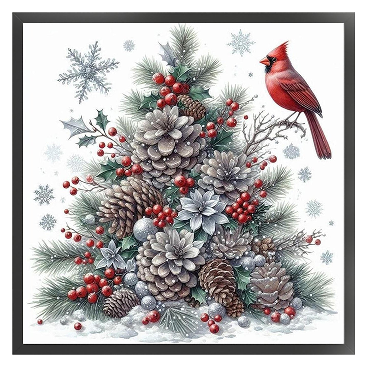 Winter Red Bird - Full 11CT Counted Cross Stitch 40x40CM - Yishu