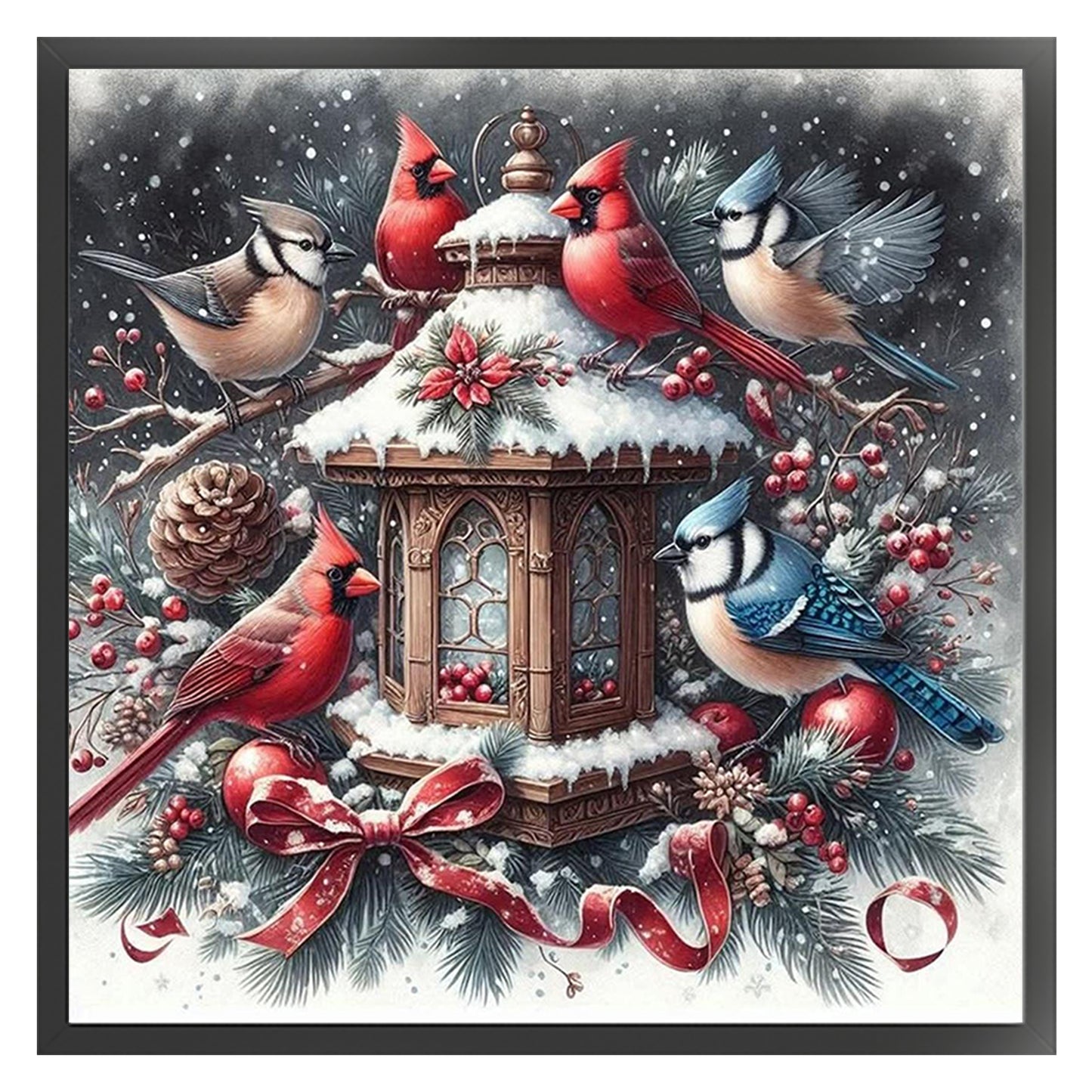 Winter Red Bird - Full 11CT Counted Cross Stitch 40x40CM - Yishu