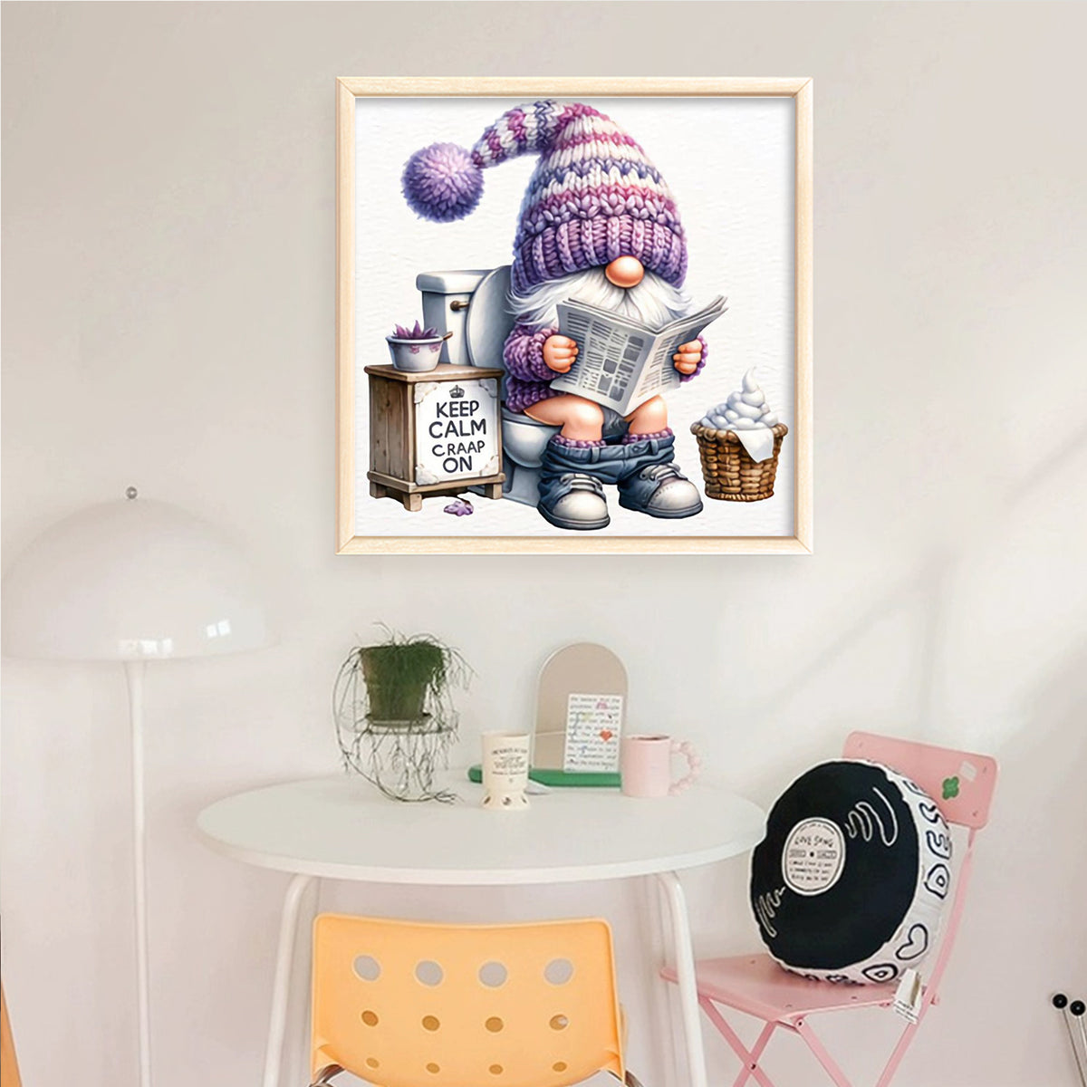 Gnome Using The Toilet - Full 11CT Counted Cross Stitch 40*40CM - Yishu