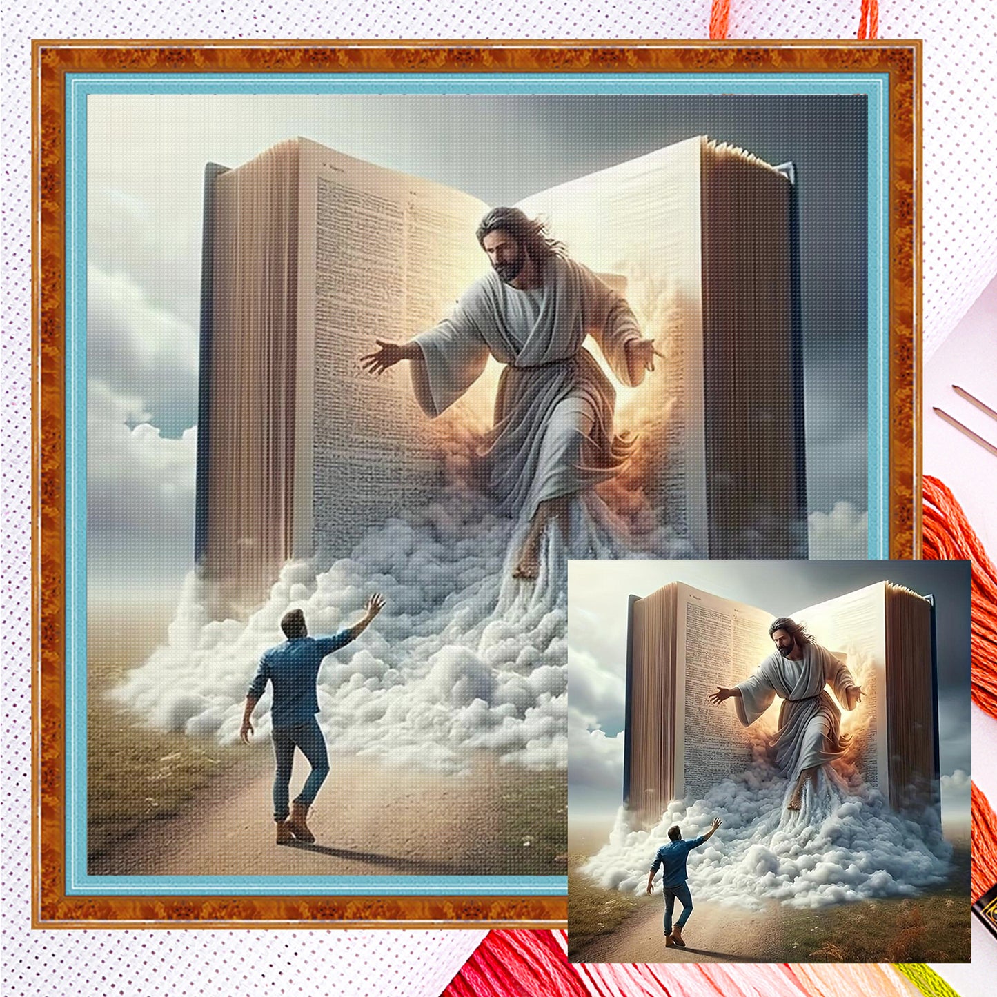 Jesus In Book - Full 11CT Counted Cross Stitch 50x50CM - Yishu