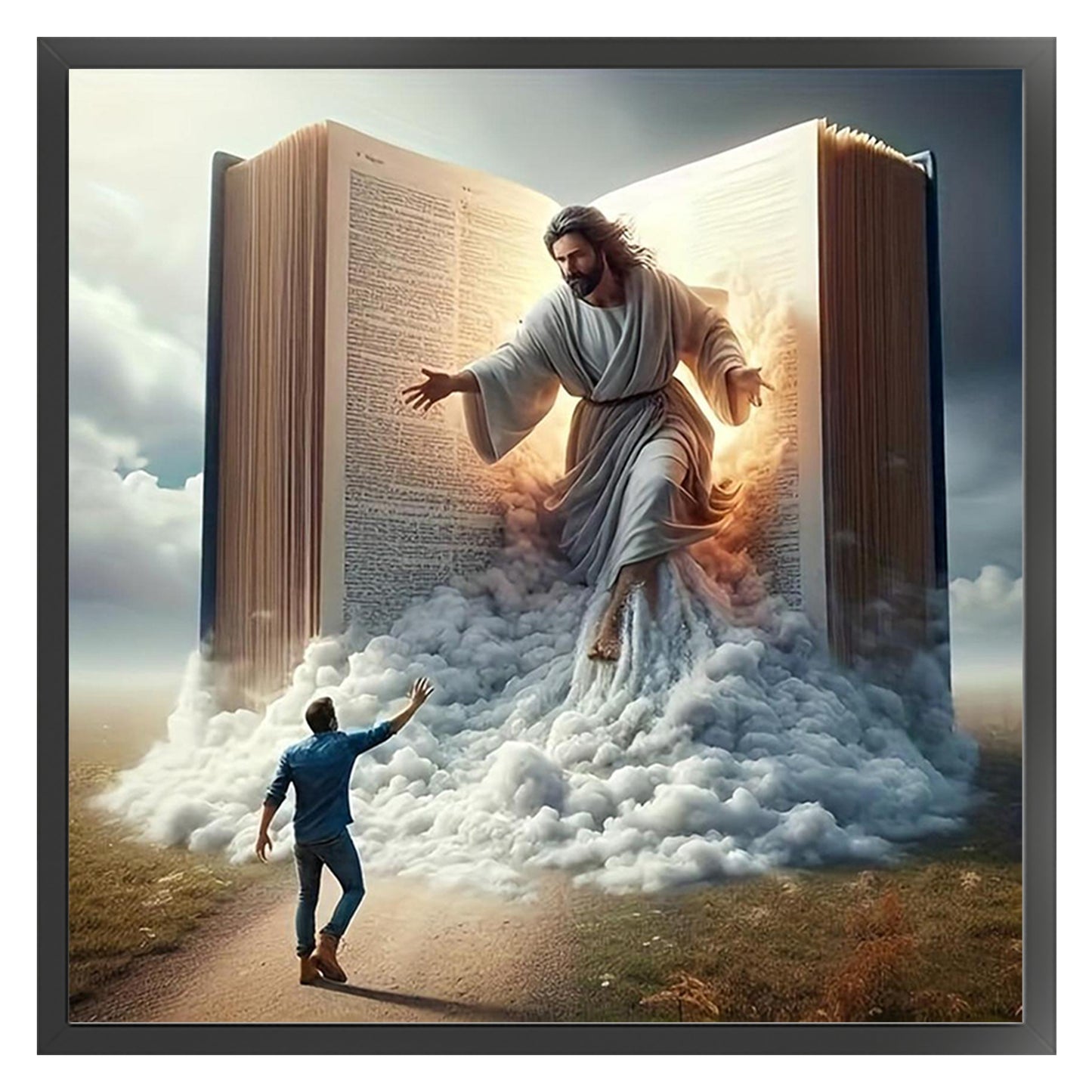 Jesus In Book - Full 11CT Counted Cross Stitch 50x50CM - Yishu