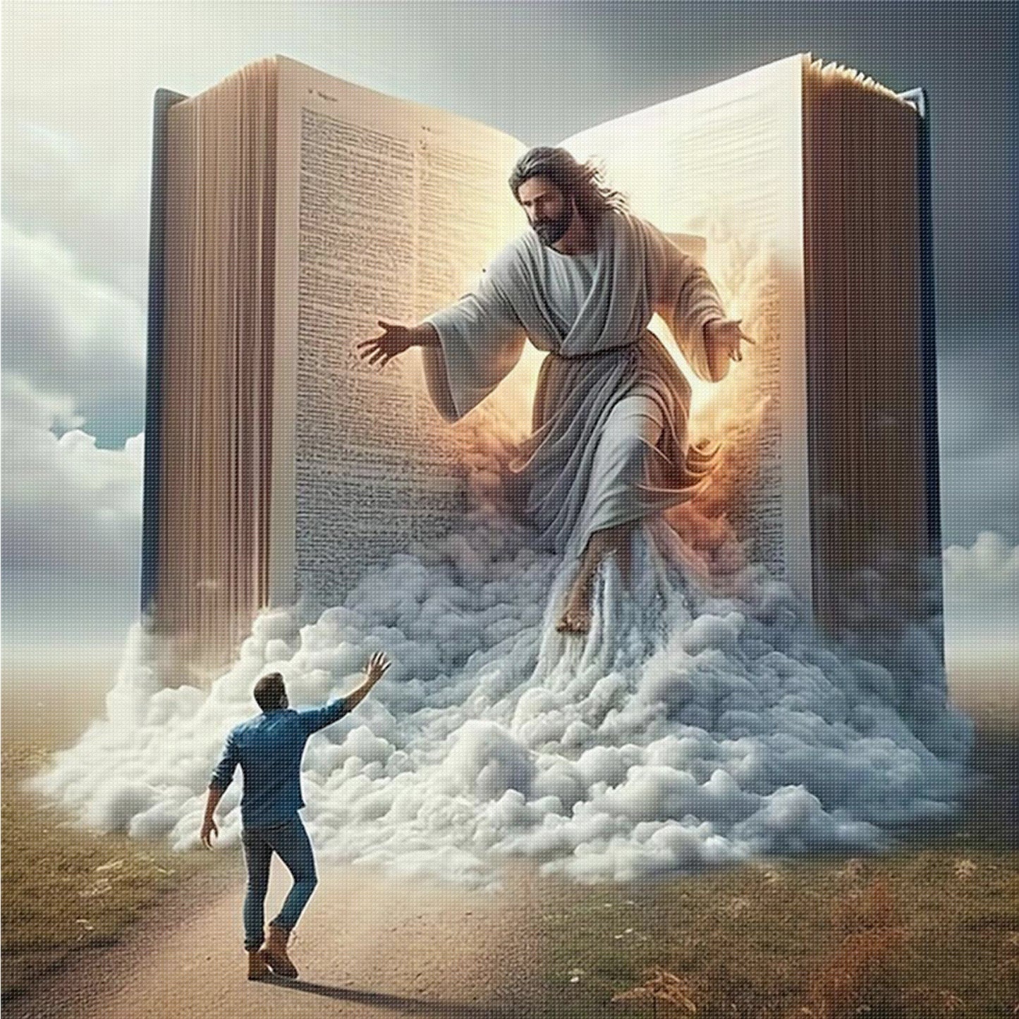 Jesus In Book - Full 11CT Counted Cross Stitch 50x50CM - Yishu