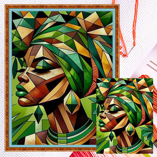 Abstrakte Frau - Vollständiges 11CT gezähltes Kreuzstichset 40*55CM - Huacan