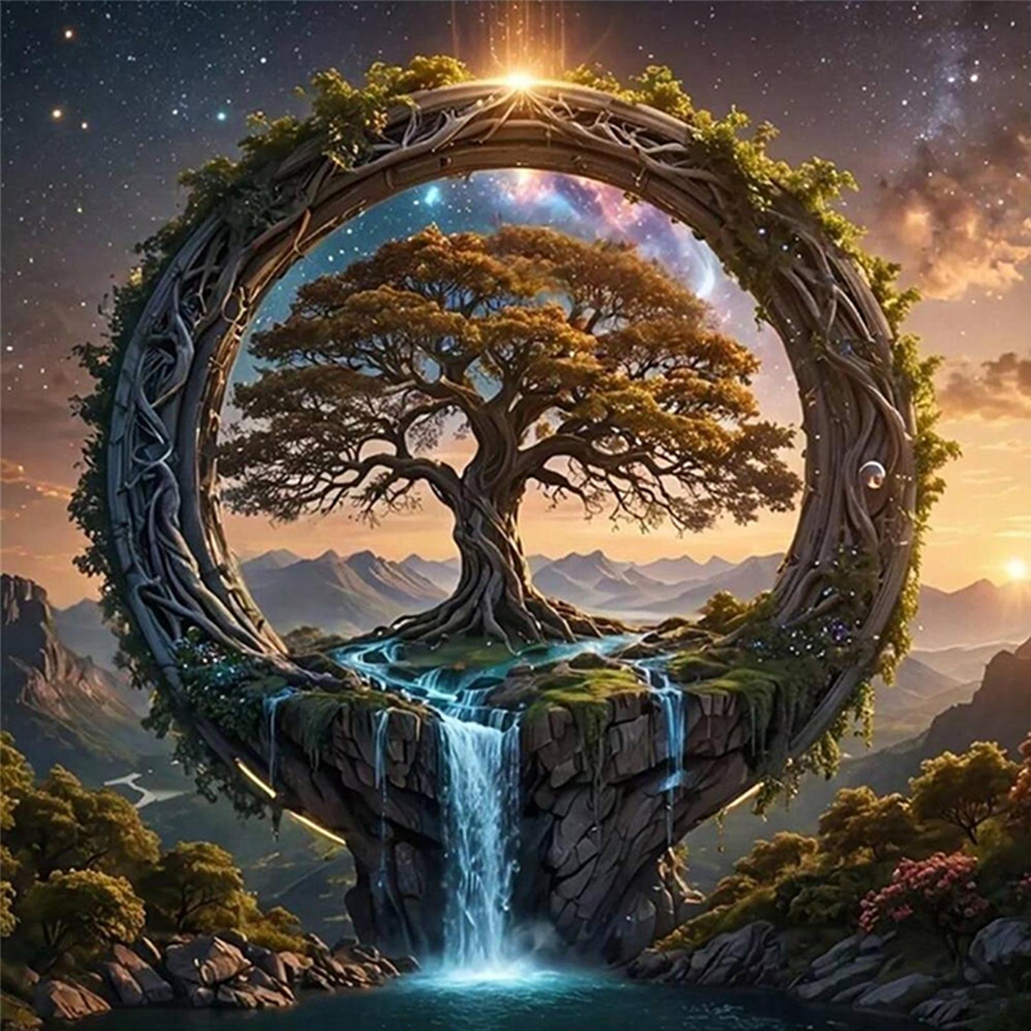 Tree Of Life - Full 14CT Counted Cross Stitch 40x40CM - Yishu
