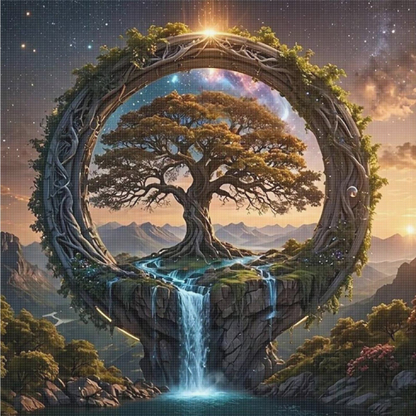 Tree Of Life - Full 14CT Counted Cross Stitch 40x40CM - Yishu