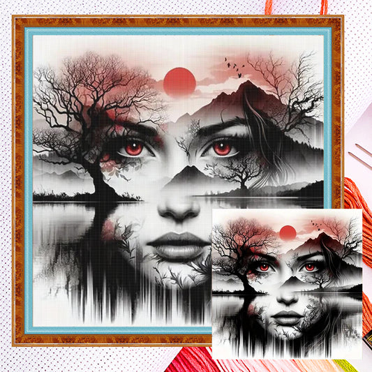 Silhouette - Lady - Full 14CT Counted Cross Stitch 40x40CM - Yishu