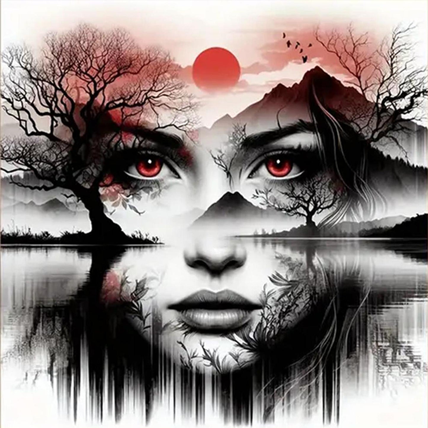Silhouette - Lady - Full 14CT Counted Cross Stitch 40x40CM - Yishu