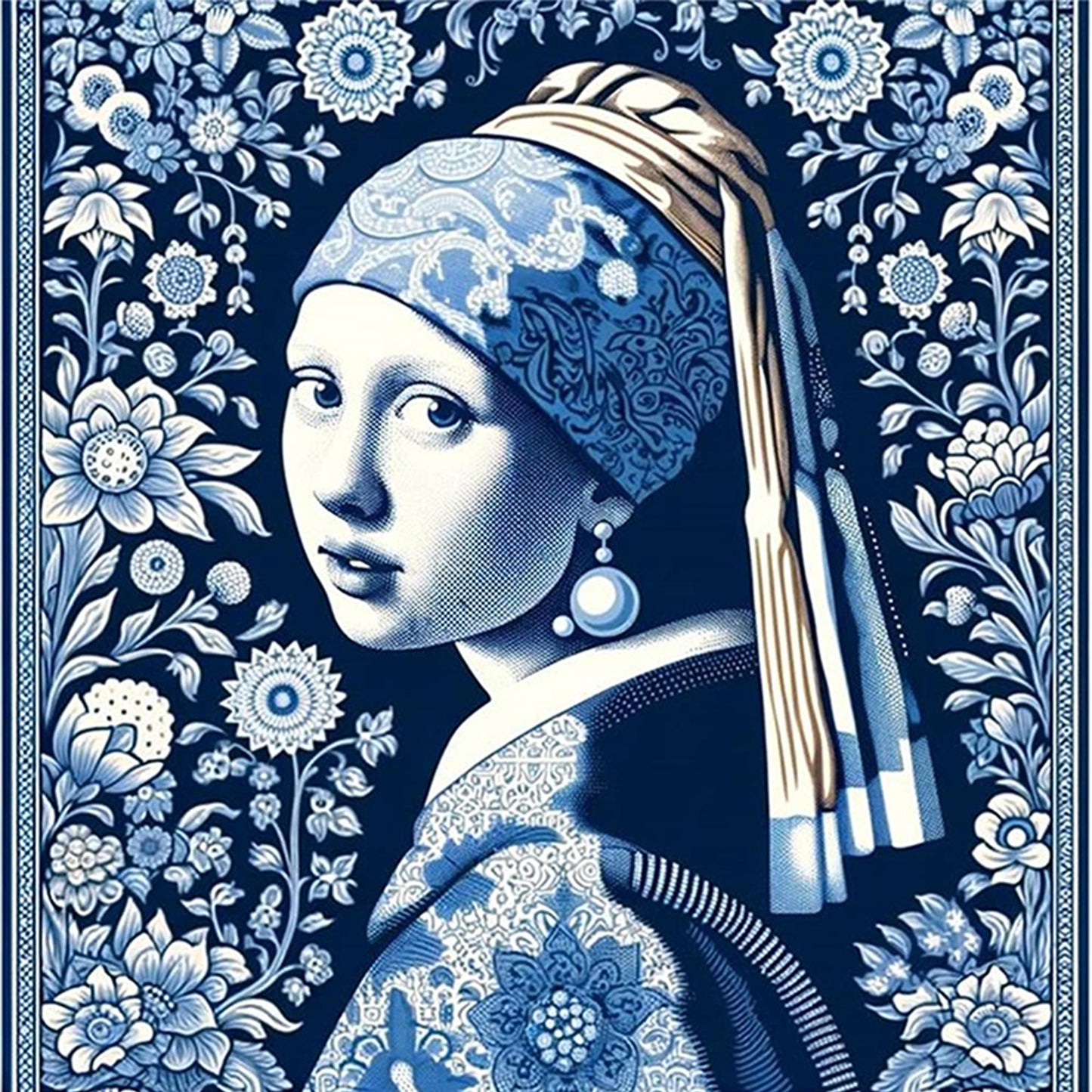 Girl With A Pearl Earring - Full 14CT Counted Cross Stitch 40x40CM - Yishu