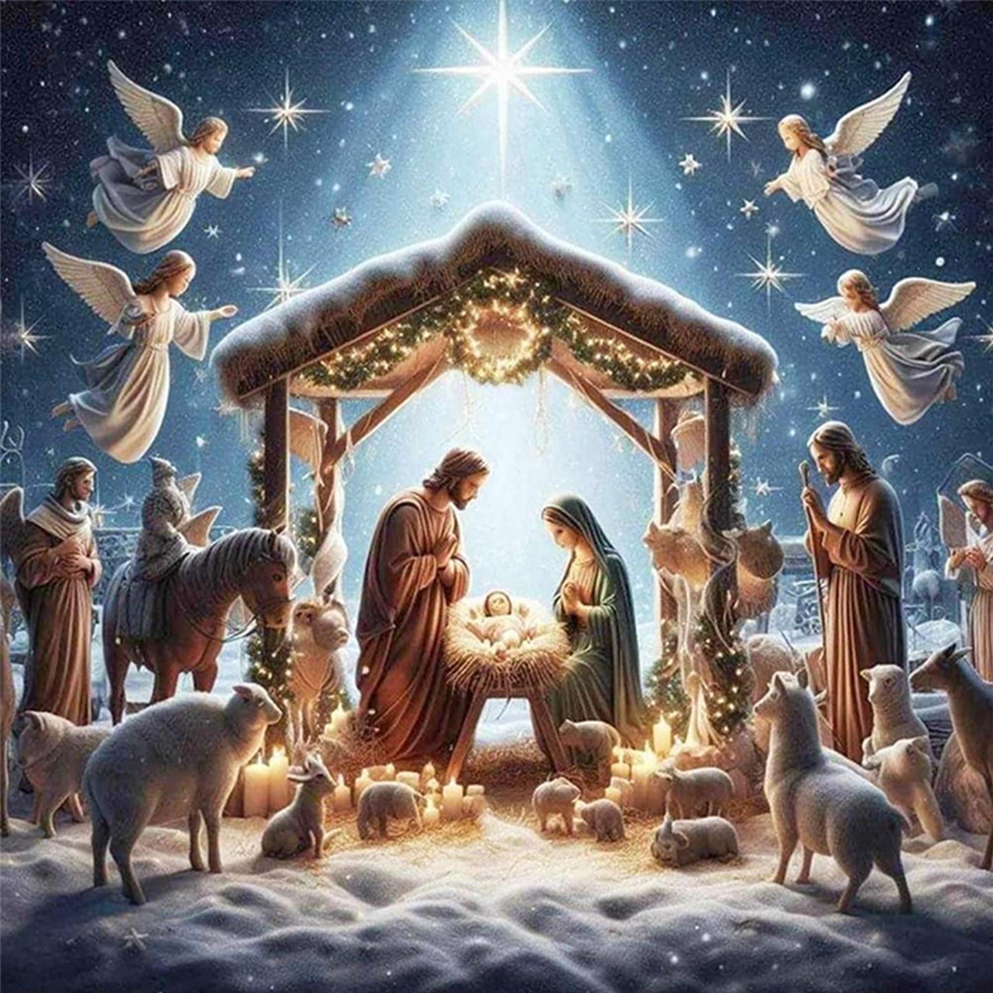 Nativity Of Jesus - Full 14CT Counted Cross Stitch 40x40CM - Yishu