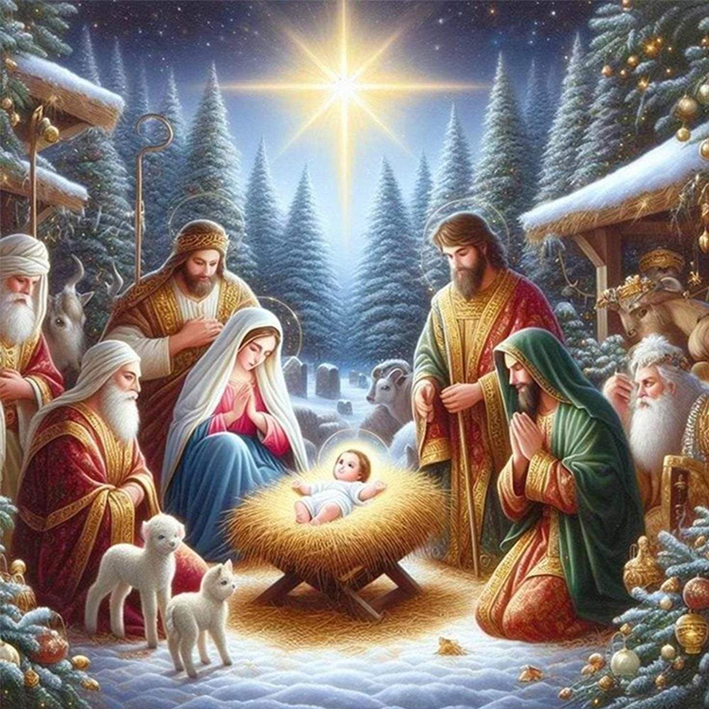 Nativity Of Jesus - Full 14CT Counted Cross Stitch 40x40CM - Yishu