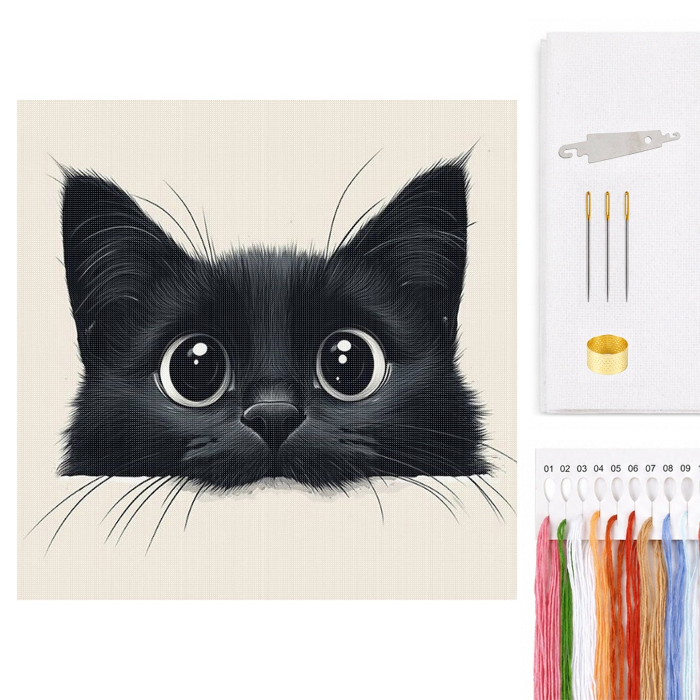 Black Cat - Full 18CT Counted Cross Stitch 20x20CM - Huacan