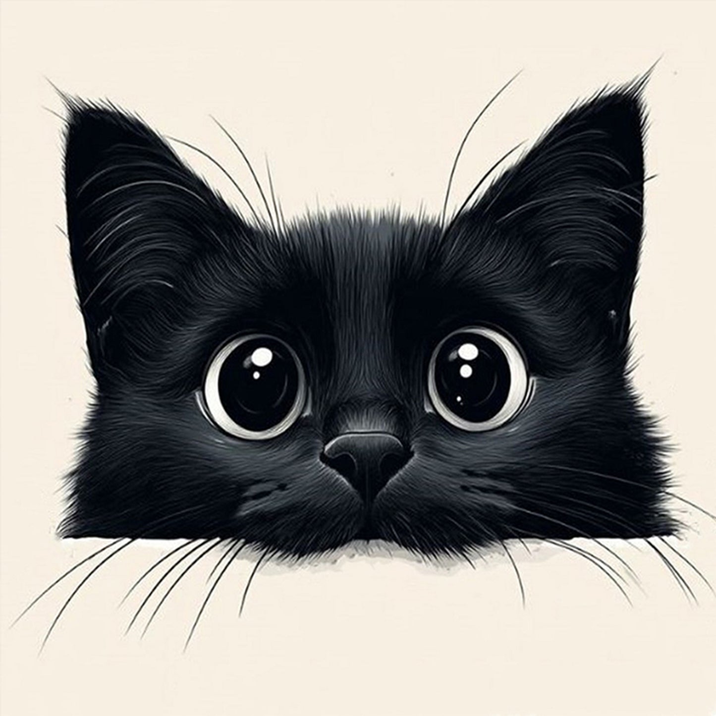 Black Cat - Full 18CT Counted Cross Stitch 20x20CM - Huacan