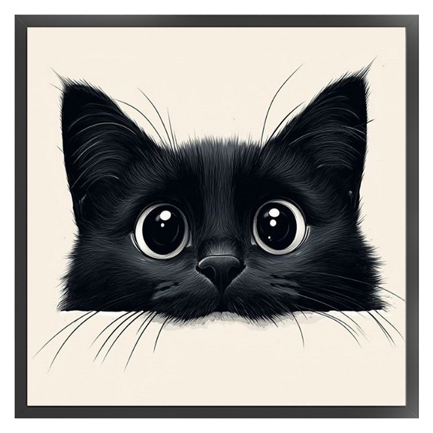 Black Cat - Full 18CT Counted Cross Stitch 20x20CM - Huacan