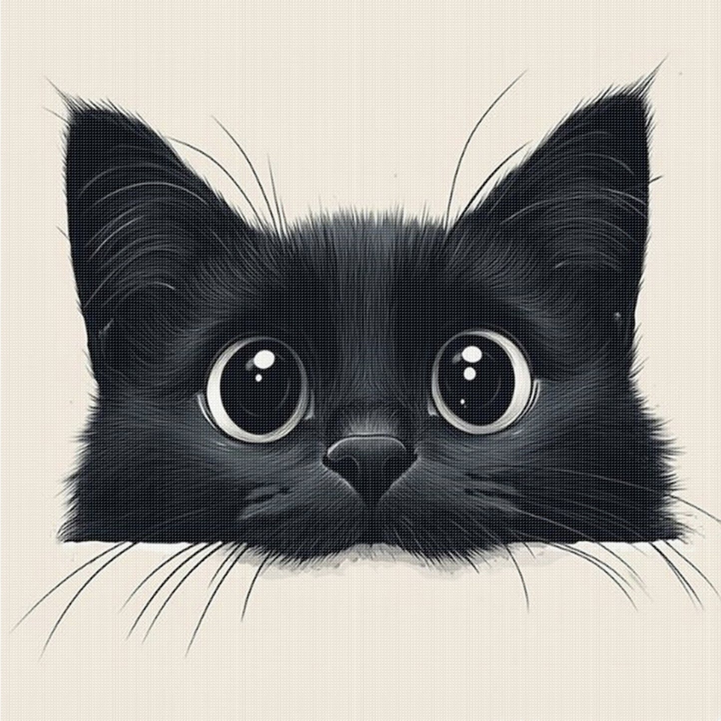 Black Cat - Full 18CT Counted Cross Stitch 20x20CM - Huacan
