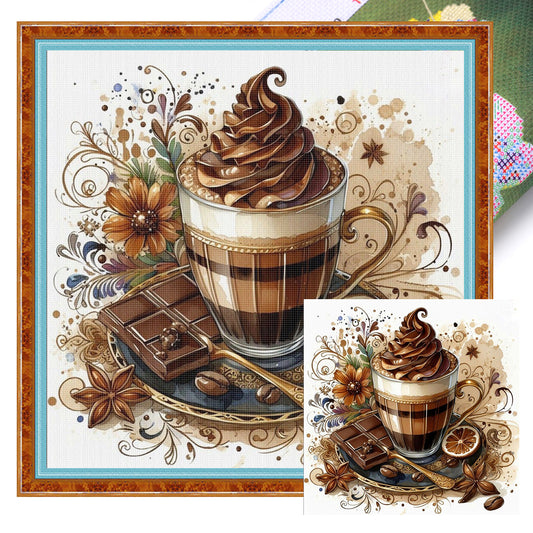 Hot Cocoa - Full 14CT Stamped Cross Stitch 40x40CM - Huacan