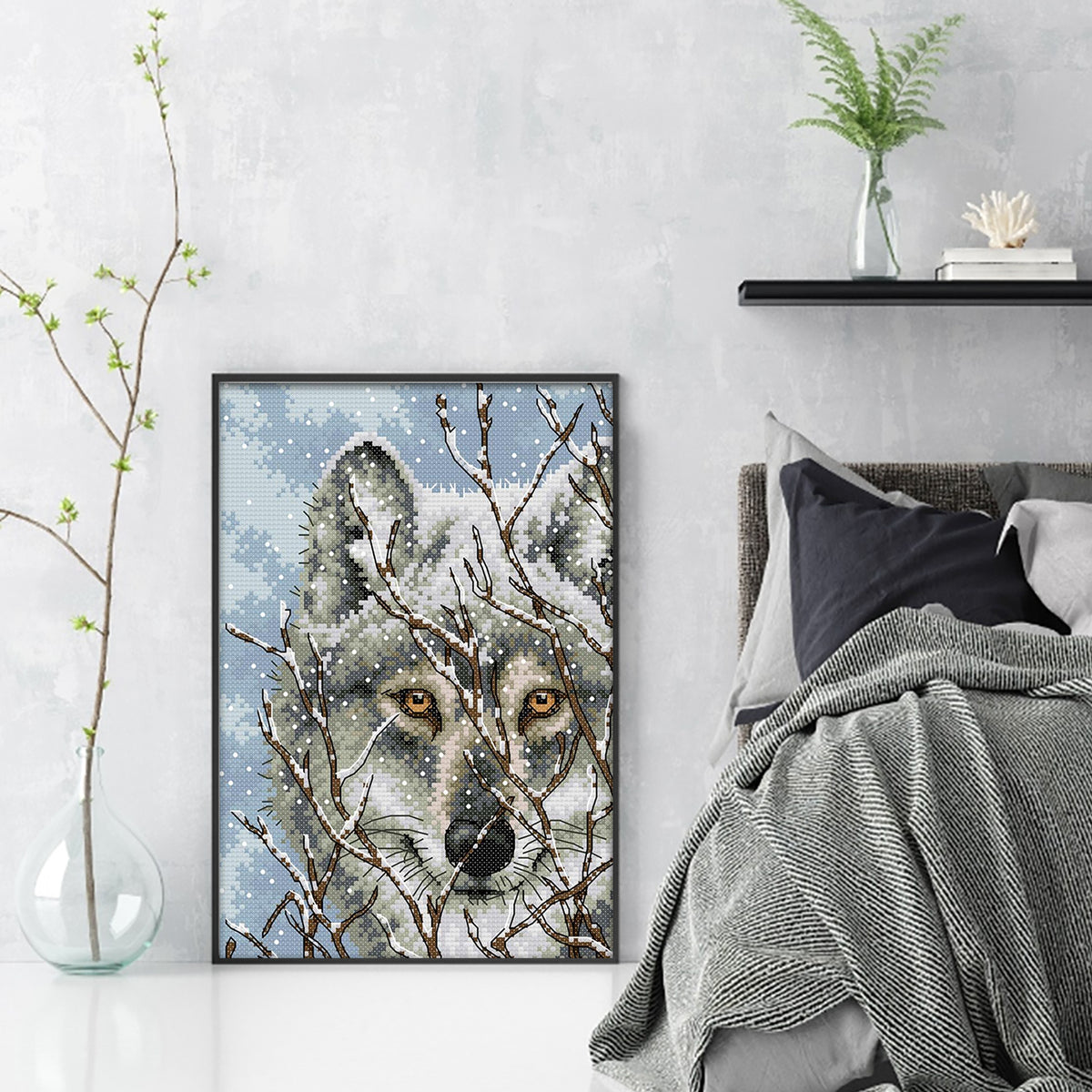 Wolf - Vollständiges 14CT gezähltes Kreuzstich-Set 21*30cm - Joy Sunday Rückstich
