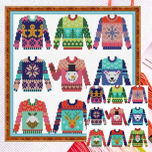 Bunter Pullover - Teilweise 14CT gezählter Kreuzstich 29*29CM - Joy Sunday