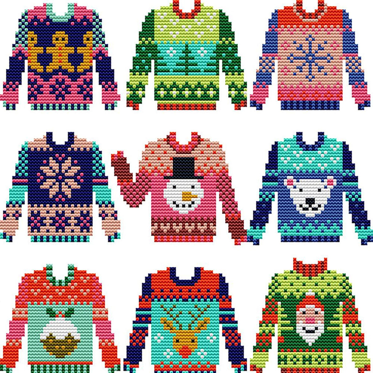 Colorful Sweater - Partial 14CT Counted Cross Stitch 29*29CM - Joy Sunday