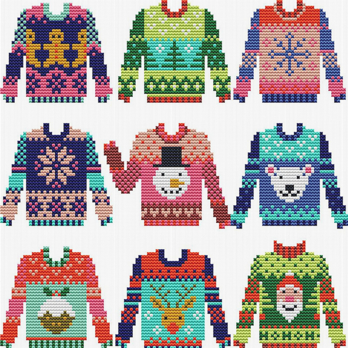 Colorful Sweater - Partial 14CT Counted Cross Stitch 29*29CM - Joy Sunday