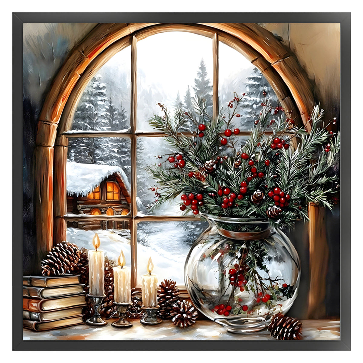 Weihnachtslandschaft - Vollständiges 14CT gezähltes Kreuzstichset 45*45CM - Huacan
